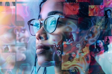 Composite Digital Collage Representing Fictional Customer Personas Based on Demographic Data Preferences and Purchase Behavior