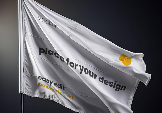 Dramatic Flag waving in dark background mockup 02 Generative Ai