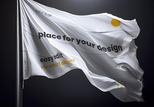 Dramatic Flag waving in dark background mockup 04 Generative Ai