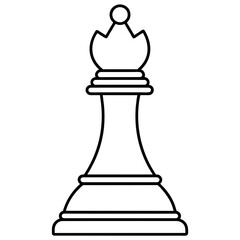 Vector Black and White Chess Piece Icon on White Background for Strategy or Decision-Making, Illustrating Tactical Moves and Critical Thinking