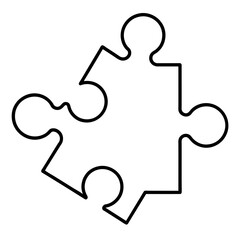 Vector Black and White Puzzle Piece Icon for Integration or Problem Solving, Representing the Assembly of Solutions and Collaborative Efforts, isolated on a White background