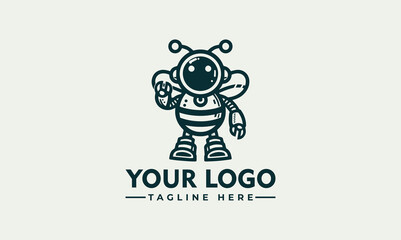 bee robot character vector logo droid mascout vector illustration Bee robot mascot cartoon logo template vector