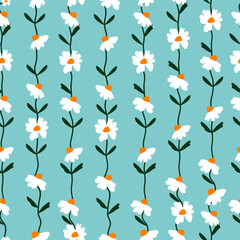Vector floral pattern white flowers cute background