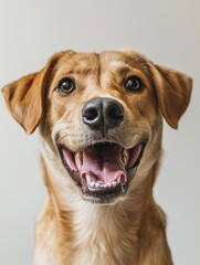 A dog with a big smile on its face