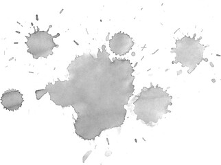 Pintura aquarela com pincel preto e branco brilhante isolada fundo transparente. Textura, pintura, arte, aquarela. P&B papel.