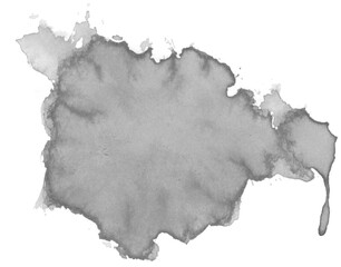 Pintura aquarela com pincel preto e branco brilhante isolada fundo transparente. Textura, pintura, arte, aquarela. P&B papel.