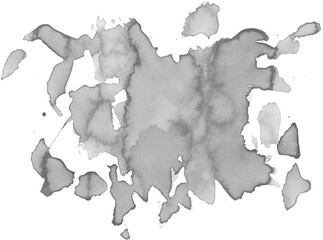 Pintura aquarela com pincel preto e branco brilhante isolada fundo transparente. Textura, pintura, arte, aquarela. P&B papel.