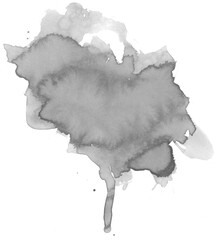 Pintura aquarela com pincel preto e branco brilhante isolada fundo transparente. Textura, pintura, arte, aquarela. P&B papel.