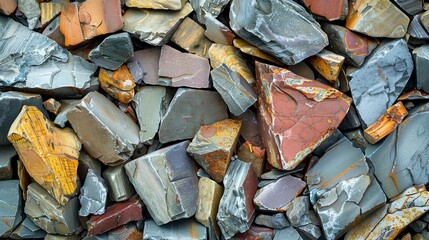 Shimmering abstract background of broken stones with sparkling fragments