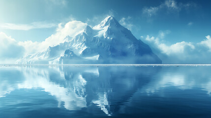 A mountain is reflected in the water