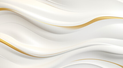 Abstract white wavy background with streaks of gold color. Textured backdrop. Elegant white modern architecture art.