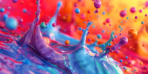 Colorful Liquid Paint Splash Background, Dynamic Watercolor Ink Splash Design