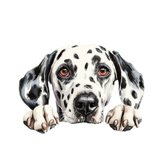watercolor art peeking dog portrait clipart