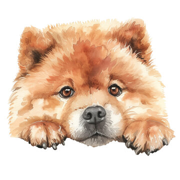 recommend clip art: chow chow watercolor art peeking dog portrait clipart