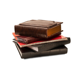 Stack of albums and brochure isolated on a transparent background