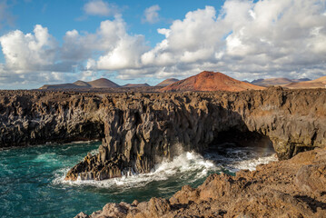 Los Hervideros is an impressive set of rock formations on the west coast of the island of Lanzarote, Canary Islands, Spain