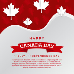 Happy Canada day 1 July with maple leaves and white background