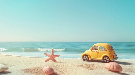 Naklejka premium A car on the beach.