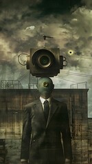 Enigmatic Automaton Presiding Over a Gloomy Technocratic Landscape