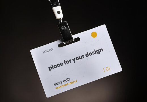Identity card hanging in dark background mockup 01 Generative Ai