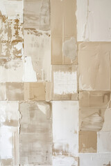 Contemporary Beige and White Abstract Painting with Squares