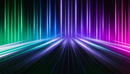 Black background, motion light lines, illustration.