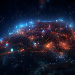 Worldwide connection digital art. Network background. Generative AI.