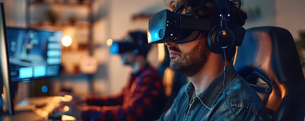 Naklejka premium Virtual Reality Game Development with Cutting Edge Graphics and User Interface Analysis
