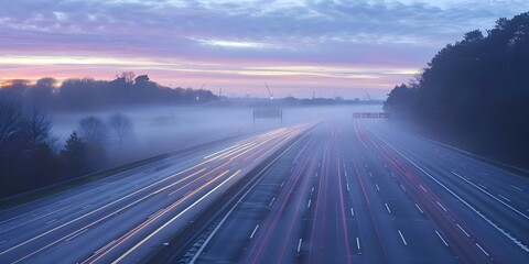 Minimal Traffic on the M Motorway near London on Midweek Mornings. Concept Traffic Conditions, M Motorway, London, Midweek, Mornings