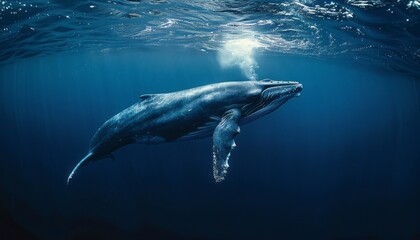 Fototapeta premium Humpback Whale Swimming in the Ocean