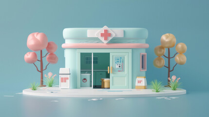 Little cartoon hospital, comfy, cute, toy