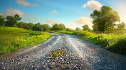 A road in a hilly landscape.