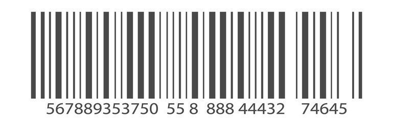 Código de barras. Listras com números abaixo. Preto e branco. Detalhes, vintage, retro, produto. Fundo branco.