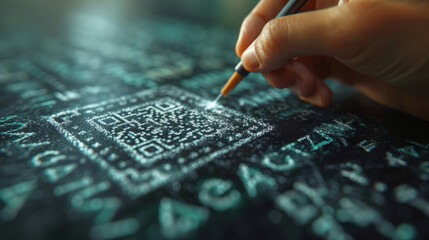 Drawing QR Code on Chalkboard - Powered by Adobe