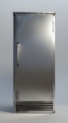 Stainless steel refrigerator on isolated background.