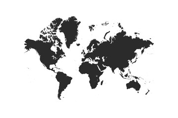 
World map on white background. World map template with continents, North and South America, Europe and Asia, Africa and Australia