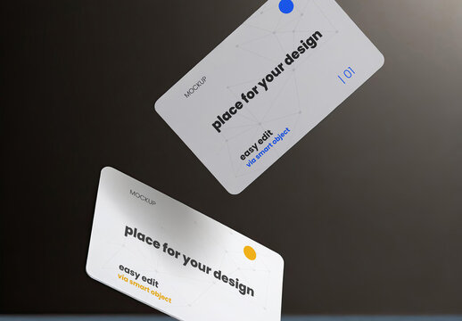 Plastic cards floating side illuminated Mockup 01 Generative Ai