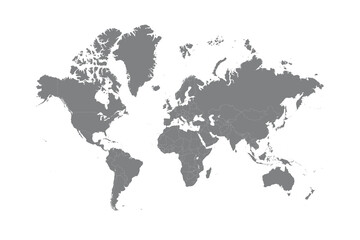 Grey blank world map.