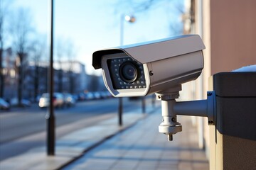 High Definition Close-Up Security Camera Monitoring Urban Environment in the City