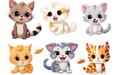 Fototapeta premium set of cartoon cats