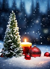 Fototapeta na wymiar christmas tree and candle