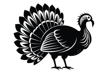 black-and-white-turkey-white-background--silhouett vector-01.eps