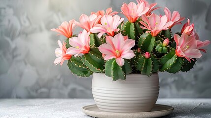 A beautiful pink flower in a pot