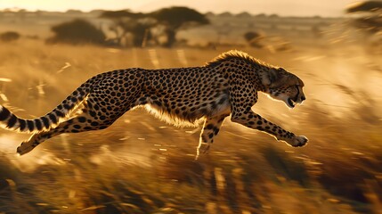 A graceful cheetah sprinting across the frame in breathtaking