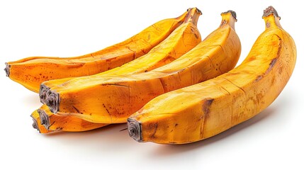 Photo of bunch of ripe, yellow bananas against a white background.