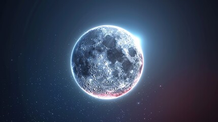 Mystical full moon illuminating the cosmic night sky, detailed and realistic illustration of the lunar surface
