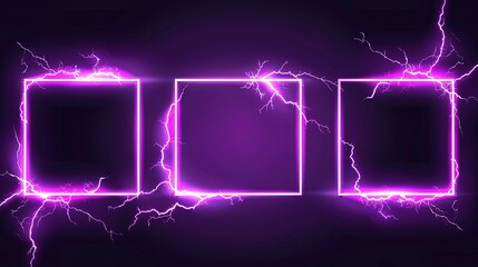 The electric purple lightning frame is a vibrant display of the energy and power surrounding the dark void, perfect for backgrounds and textures.