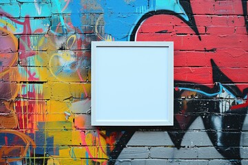 Empty Canvas Displayed Against Vibrant Graffiti Background