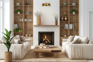 Elegant Modern Living Room with Cozy Fireplace

