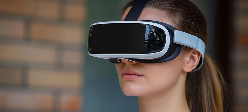 Woman experiencing virtual content